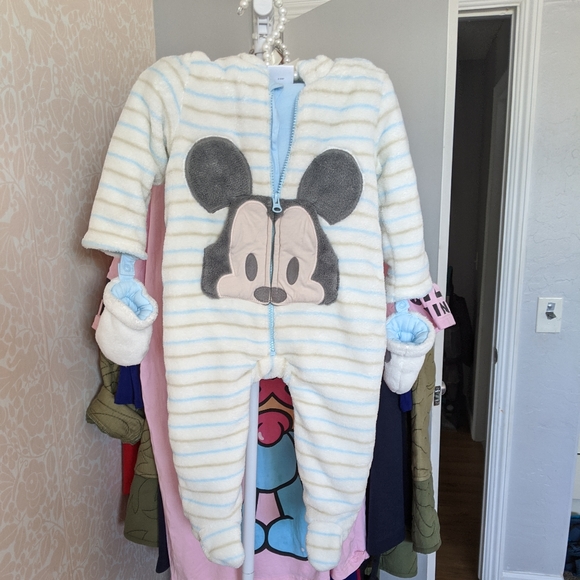 Mickey Overalls with Mickey Ears Hoodie and Gloves - Picture 1 of 6